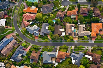 arial view of suburban neighborhood
